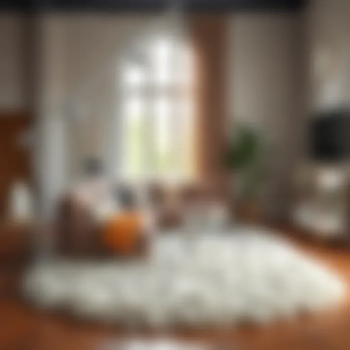 Luxurious fluffy rug in a contemporary living room setting