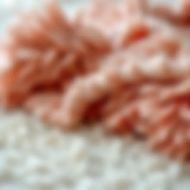 Close-up of various materials used in fluffy rugs