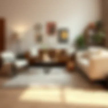 Stylish fluffy rug complementing living room decor