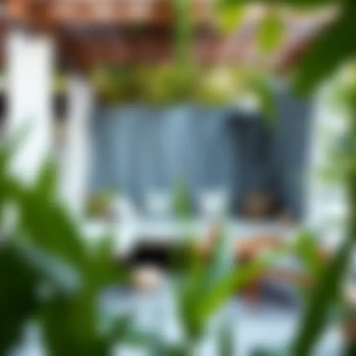 Cozy outdoor area featuring a full-size daybed surrounded by greenery