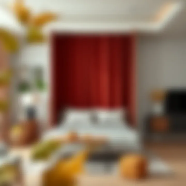 Modern fabric dressing room divider in a contemporary setting