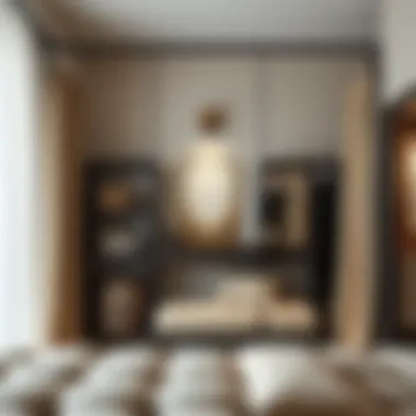 Stylish metal frame divider adding sophistication to a dressing room