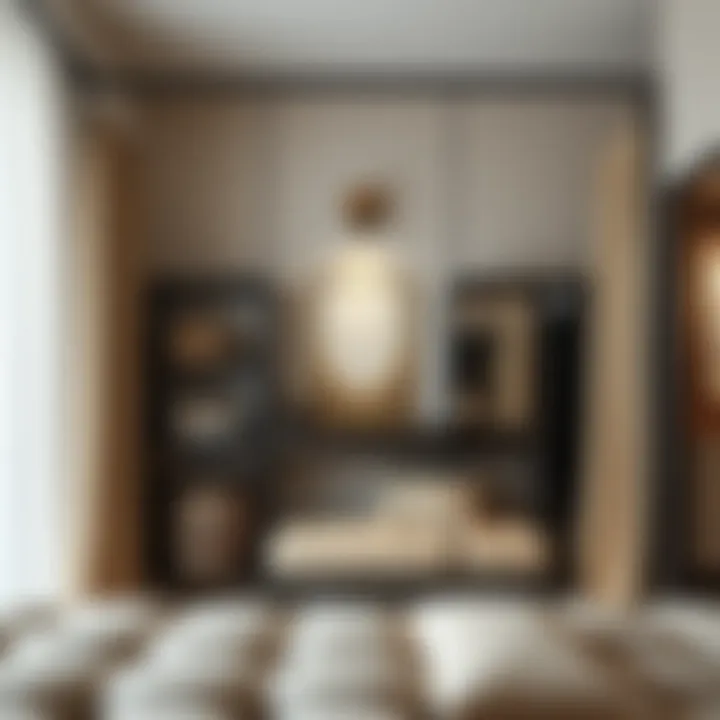 Stylish metal frame divider adding sophistication to a dressing room