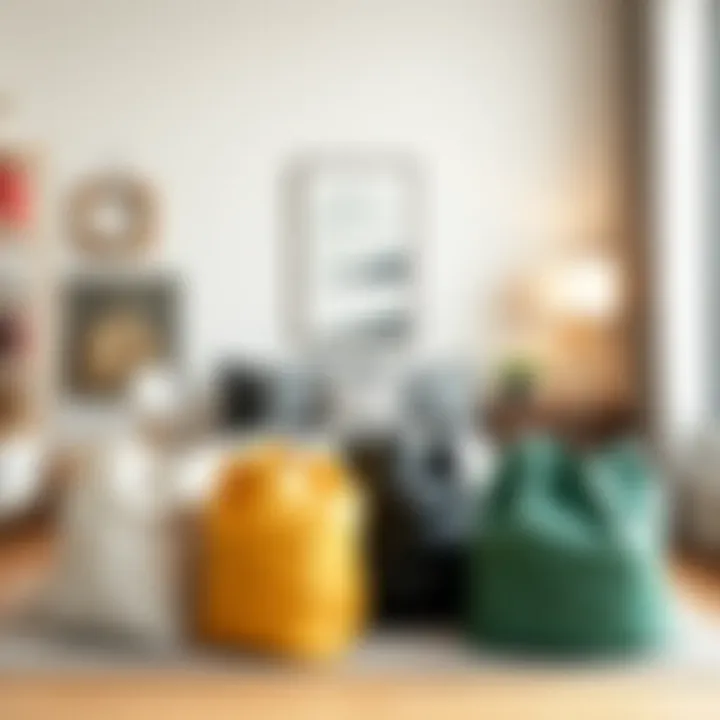 Stylish storage laundry bags arranged in a contemporary living space