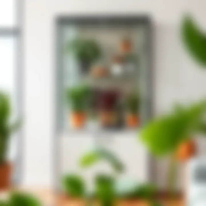 Elegant Display of Indoor Plants Stylish glass display cabinet showcasing vibrant plant collection