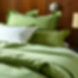Luxurious green Egyptian cotton bedding set showcasing its softness