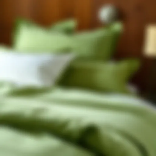 Luxurious green Egyptian cotton bedding set showcasing its softness