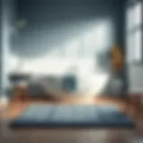 Elegant grey blue bath mat in a modern bathroom setting