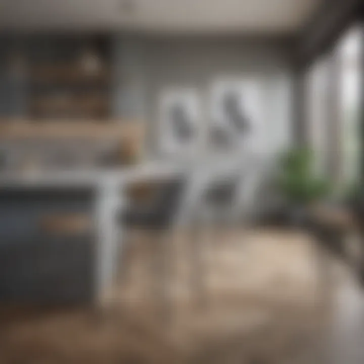 Stylish grey wooden bar stools enhancing a modern dining area