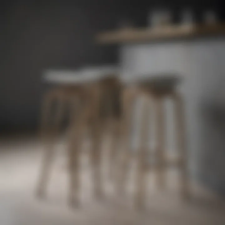 Various design styles of grey wooden bar stools showcased together