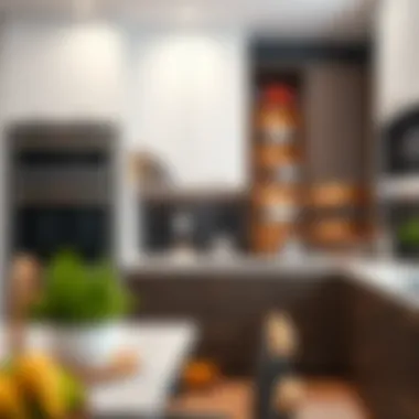 Space Efficiency: Optimized Kitchen Design Optimized kitchen space featuring innovative storage solutions