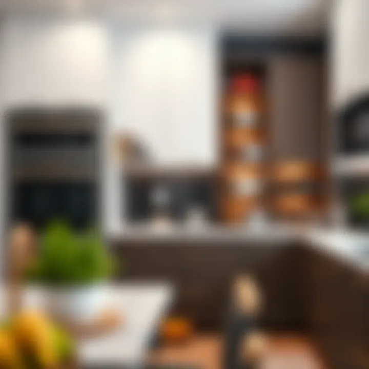 Space Efficiency: Optimized Kitchen Design Optimized kitchen space featuring innovative storage solutions