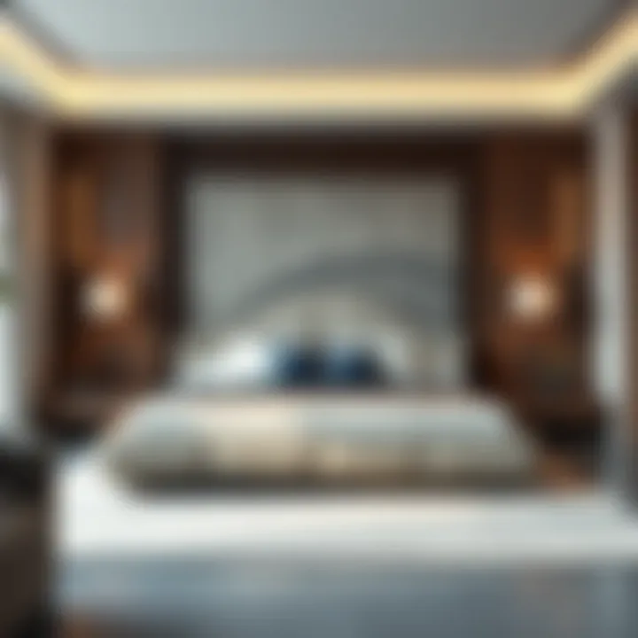 Elegant king size platform bed with integrated storage