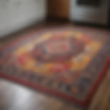 Colorful area rug adding vibrancy to a kitchen