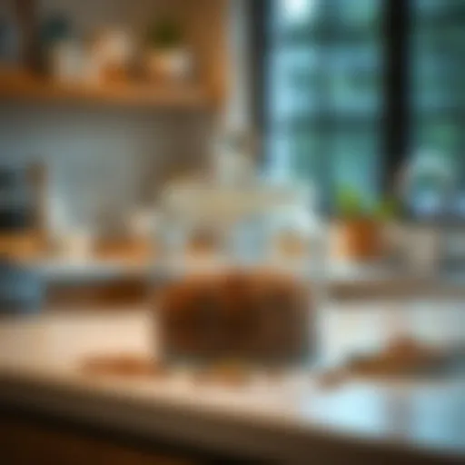 Elegant glass dog food storage container on a kitchen counter