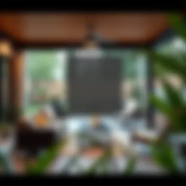 Contemporary Outdoor Space with Modern Patio Screen Trendy outdoor space featuring a modern patio screen