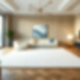 Elegant large plain area rug in a contemporary living room setting