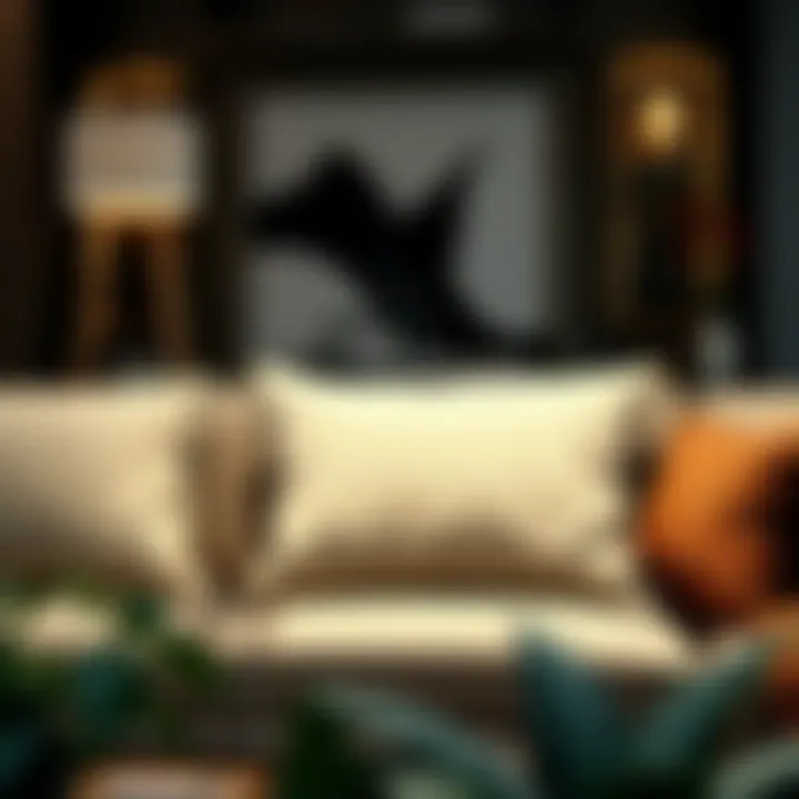 Luxurious Style in Interior Design Luxurious large square throw pillow on a modern sofa