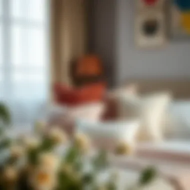 Artful Arrangement for Bedroom Elegance Stylishly arranged large square throw pillows on a bed