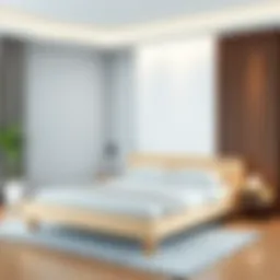 Elegant light wood platform bed frame with minimalist design