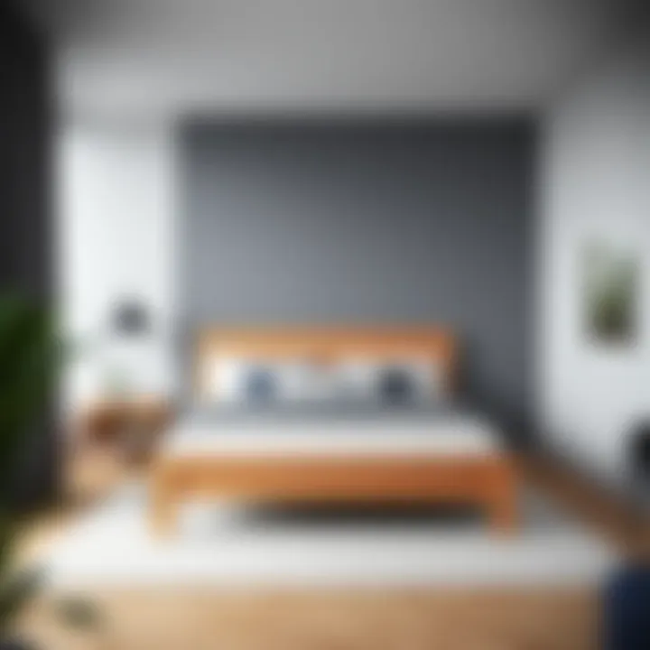 Stylish bedroom featuring a light wood platform bed