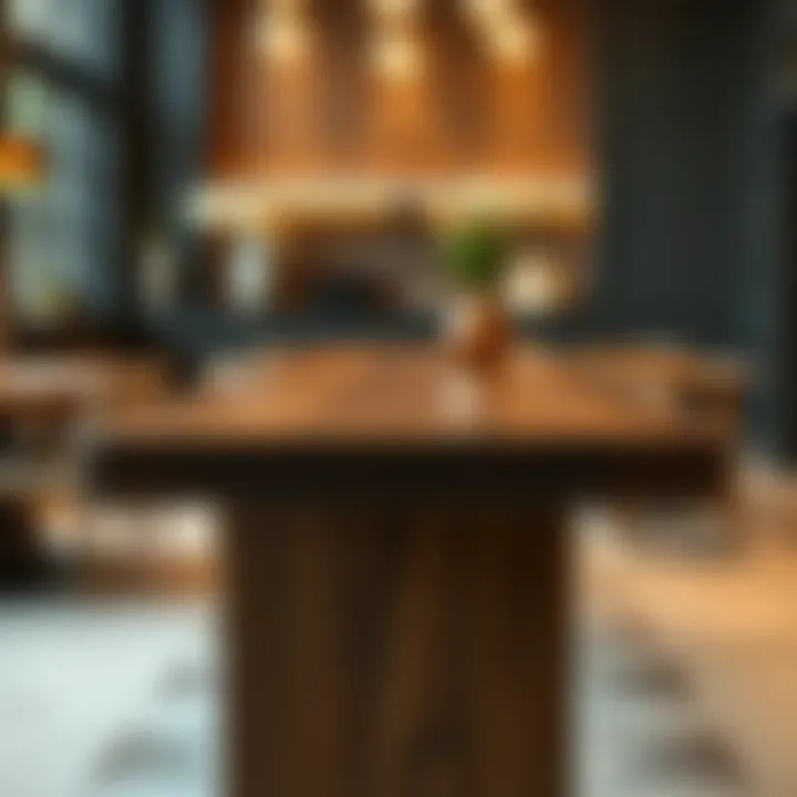 Close-up of a beautifully crafted long narrow serving table showcasing its design details