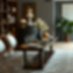 Elegant long narrow serving table adorned with exquisite tableware