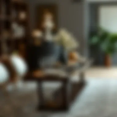 Elegant long narrow serving table adorned with exquisite tableware