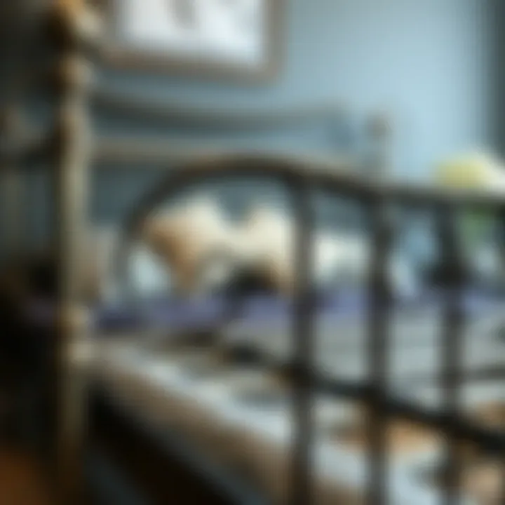 Intricate Metal Bed Frame Design Close-up of metal bed frame showcasing intricate design