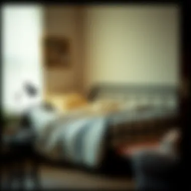 Space-Saving Metal Full Bed with Trundle Space-saving metal full bed with trundle in compact room