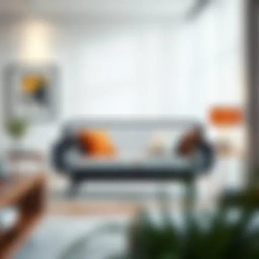 Modern Metal Glider Couch in Contemporary Interior Elegant design of a modern metal glider couch in a stylish living room