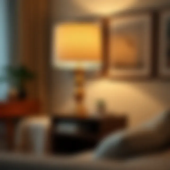 Cozy living room featuring a stylish lamp with storage