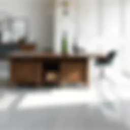 Elegant dining table with integrated storage solutions featuring modern design.