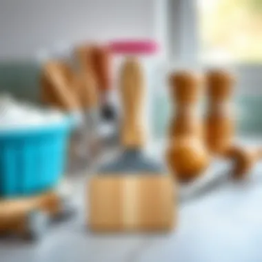 Well-maintained offset icing spatula alongside a selection of baking tools