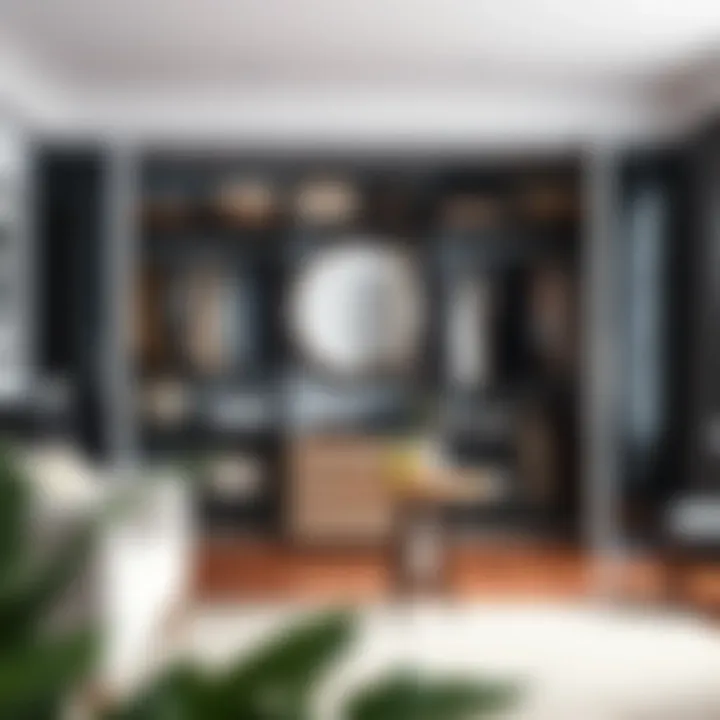 Trendy open closet arrangement in a chic home