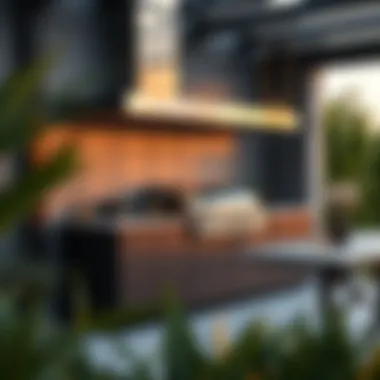 Elegant outdoor kitchen with metal cladding and sleek design