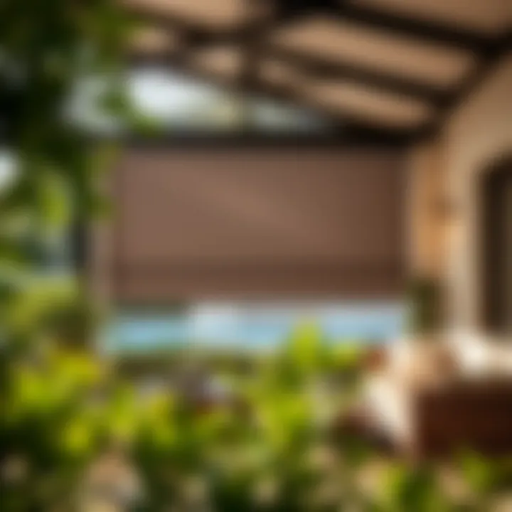 Luxury Outdoor Shades Elegant outdoor shades in a luxurious patio setting