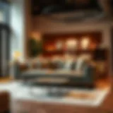 Elegant modern sofa displayed in a chic showroom