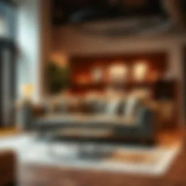 Elegant modern sofa displayed in a chic showroom