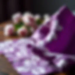 Elegant purple floral paper napkin design showcasing intricate patterns