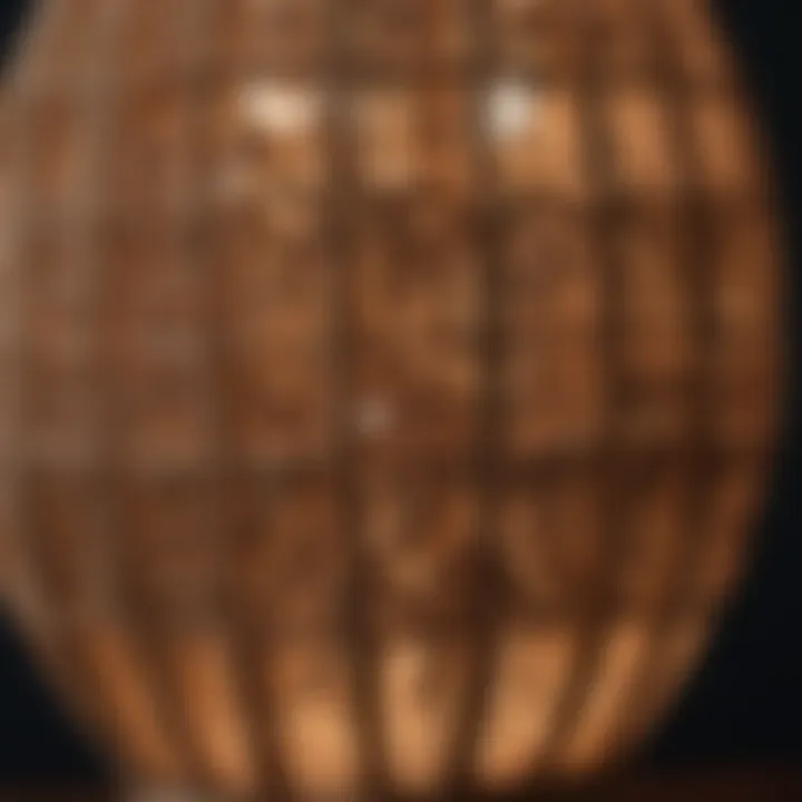 Close-up of intricate rattan lamp design showcasing craftsmanship