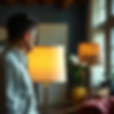 Person selecting replacement shades considering size and design