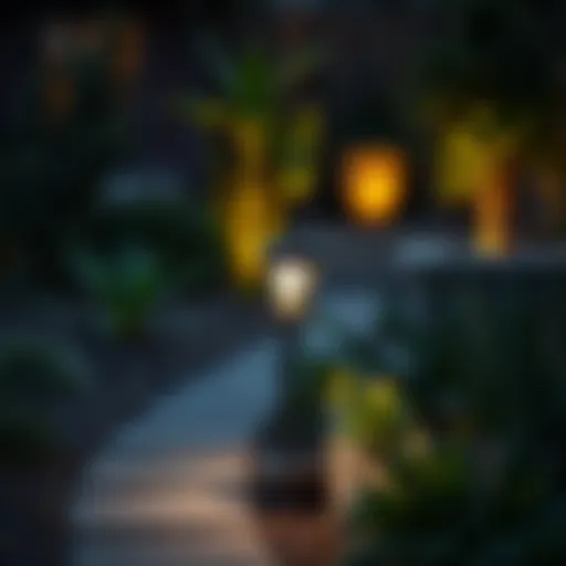 Elegant single solar light illuminating a garden pathway