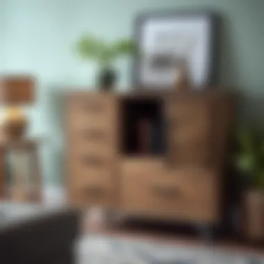 Stylish six-drawer furniture piece with artistic finish