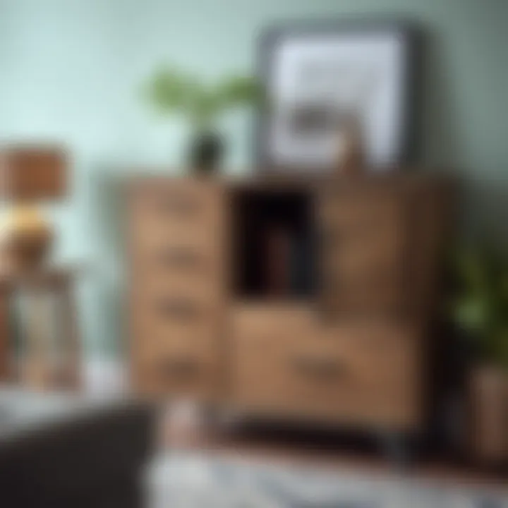 Stylish six-drawer furniture piece with artistic finish