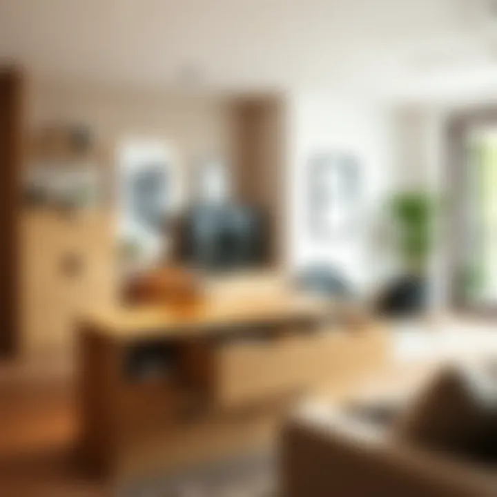 Integrating Solid Wood Storage into Modern Design Stylishly designed solid wood drawer in a modern living space