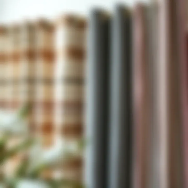 Diverse material options for striped drapes displayed together