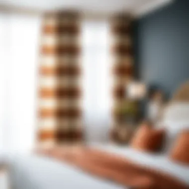 Stylish installation of striped drapes in a cozy bedroom setting