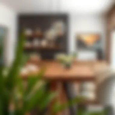 Stylish dining area featuring wood-like table cover