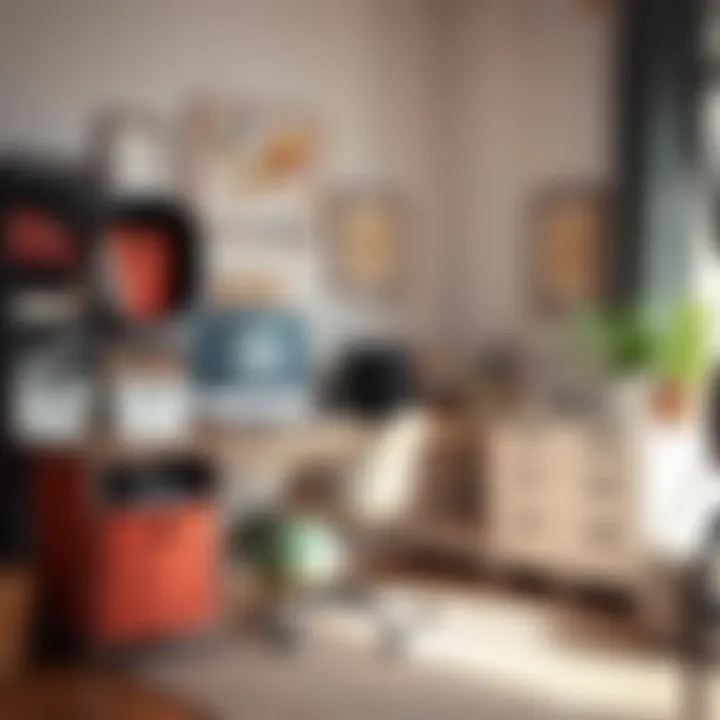 Target fabric bins enhancing a home office space